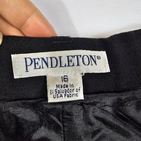Pendleton 100% Virgin Wool Trousers Sz 16 Black Straight High Waist Quiet Luxury - Picture 5 of 10